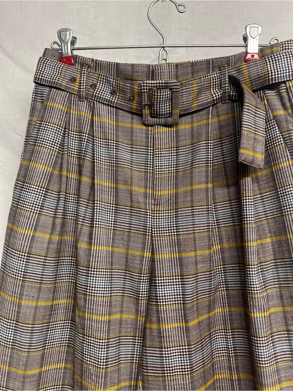 a new day Women’s Plaid High-Waist Wide Leg Pants Brown/Yellow Sz 2 - Picture 2 of 10